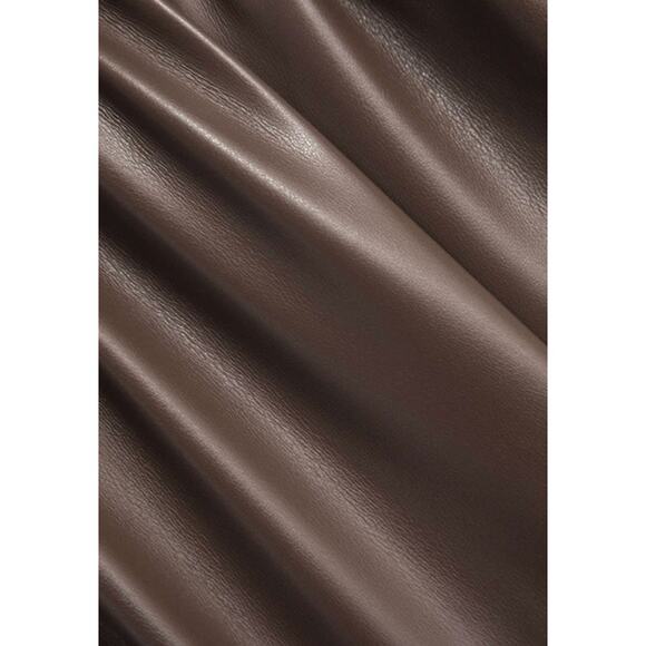 Micas Womens Small Faux Leather Patchwork Tie Front Round Neck Ruched Mini Dress - Picture 6 of 7